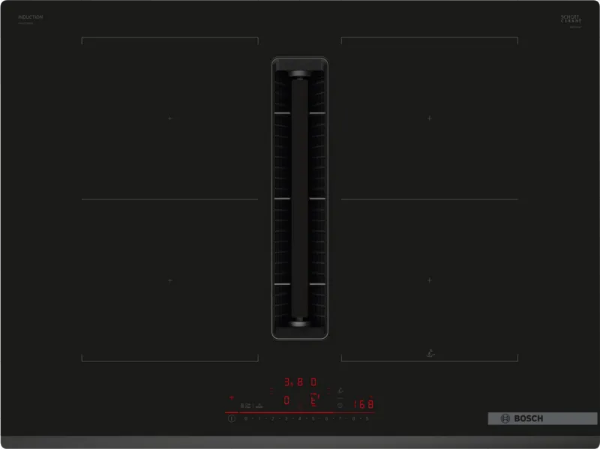 Снимка на Серия 6  Индукционен плот с вградена вентилация 70 cm монтаж над плот без рамка    BOSCH PVQ731H26E