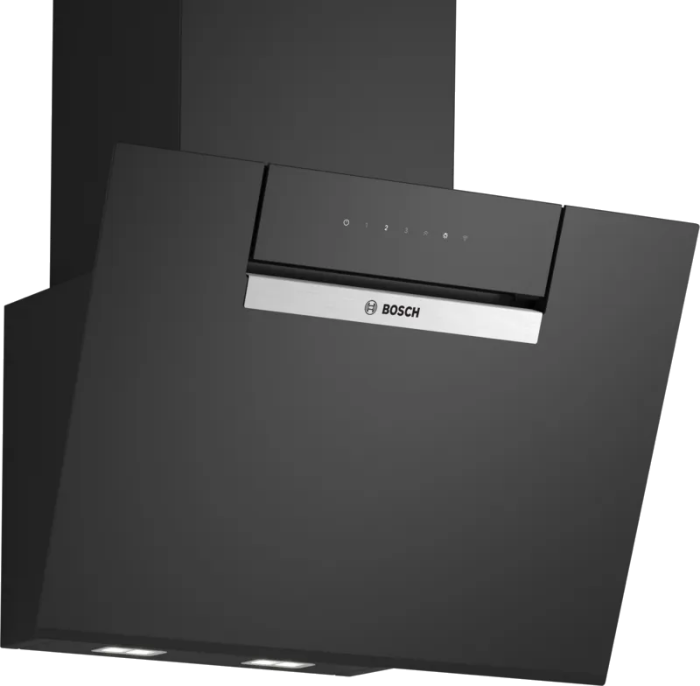 Снимка на Стенен аспиратор BOSCH DWK67FN60 , 60 cm прозрачно стъкло, черен печат