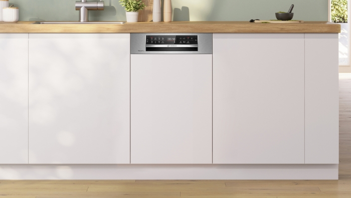 Снимка на Полуинтегрирана съдомиялна BOSCH Серия 6 SPI6EMS21E, Неръждаема стомана, 45 cm