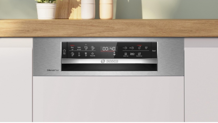 Снимка на Полуинтегрирана съдомиялна BOSCH Серия 6 SPI6EMS21E, Неръждаема стомана, 45 cm