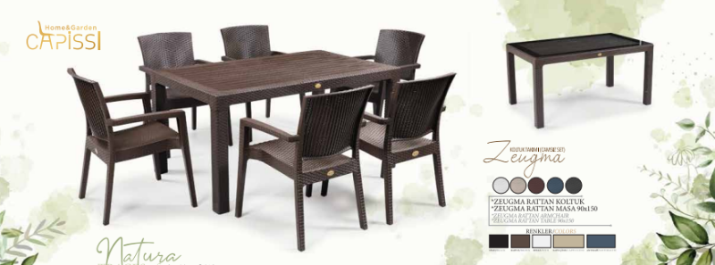Снимка на Маса “Rattan 90/150” – Кафяво