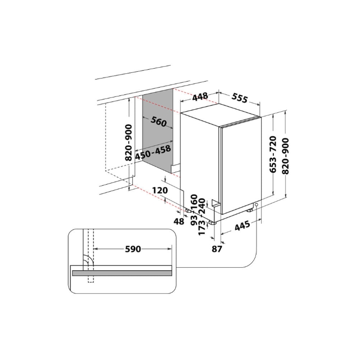 Picture of Съдомиялна за вграждане Whirlpool WSIC 3M27, 10 комплекта